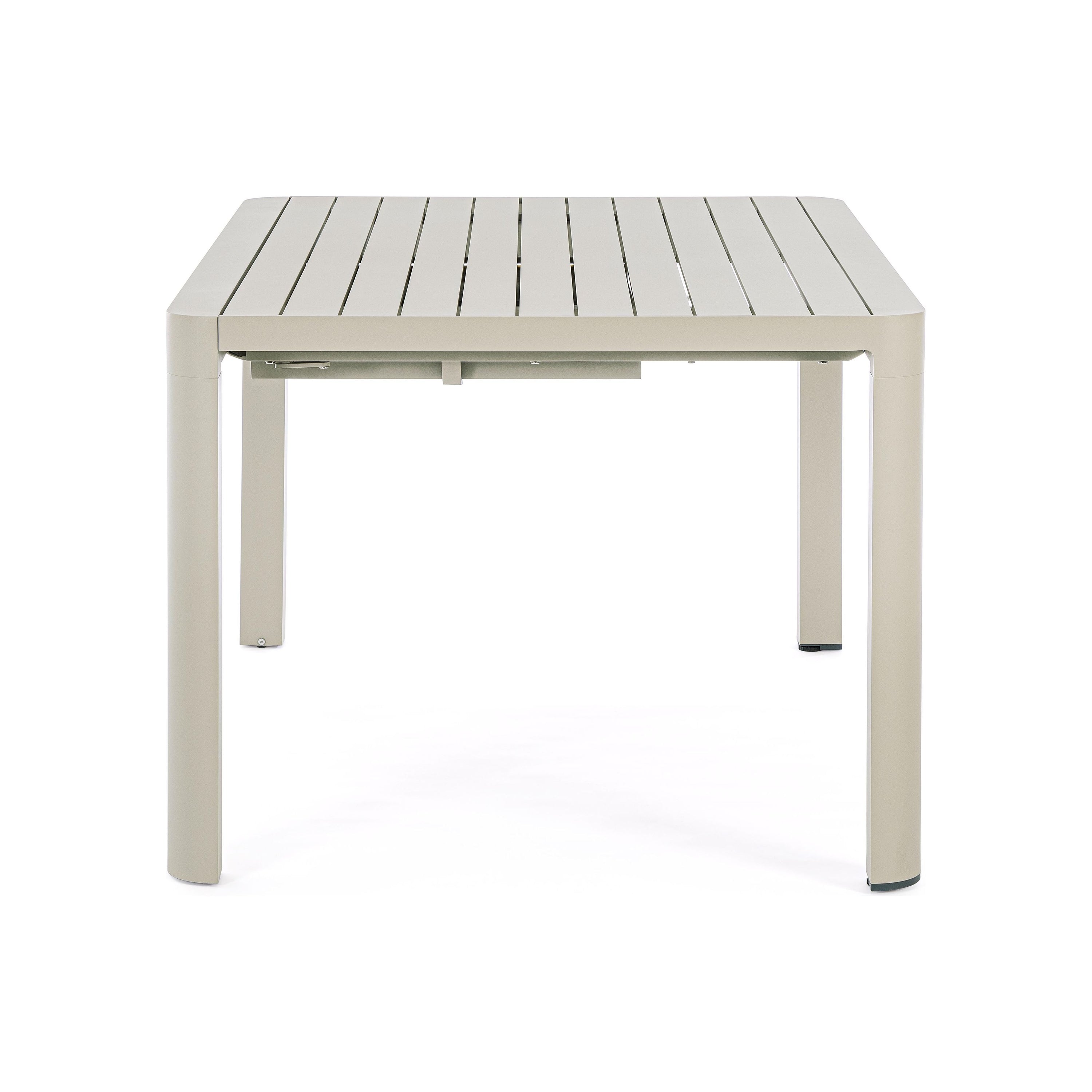 KIPLIN prasiilginantis lauko valgomojo stalas, 149-97x149cm, smėlio spalva