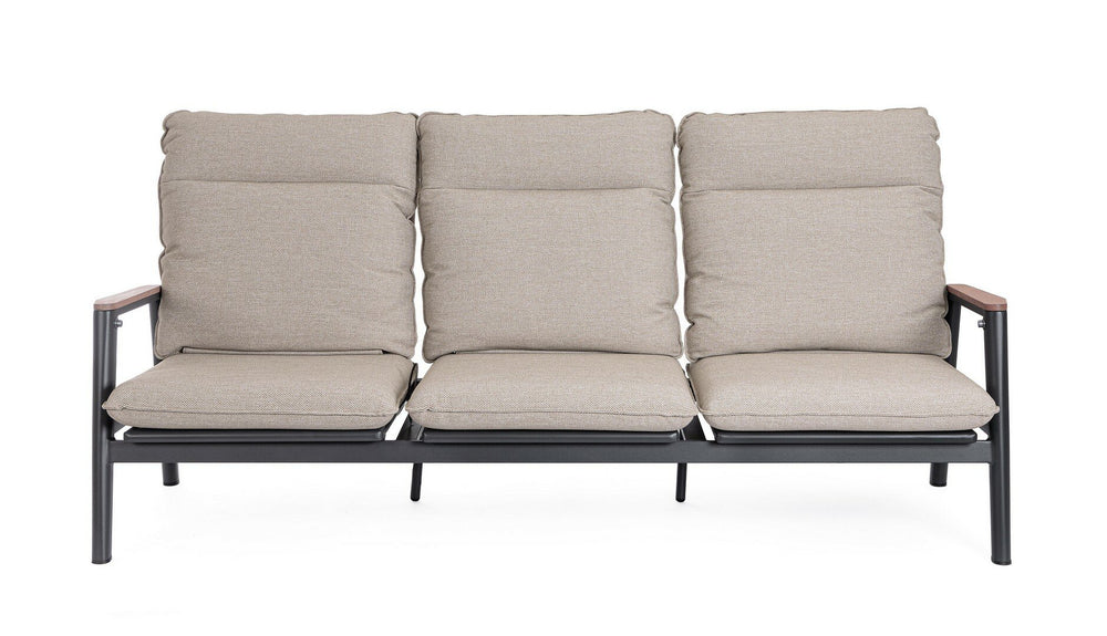 Sofa MIGUEL, anthracite, teak/rope