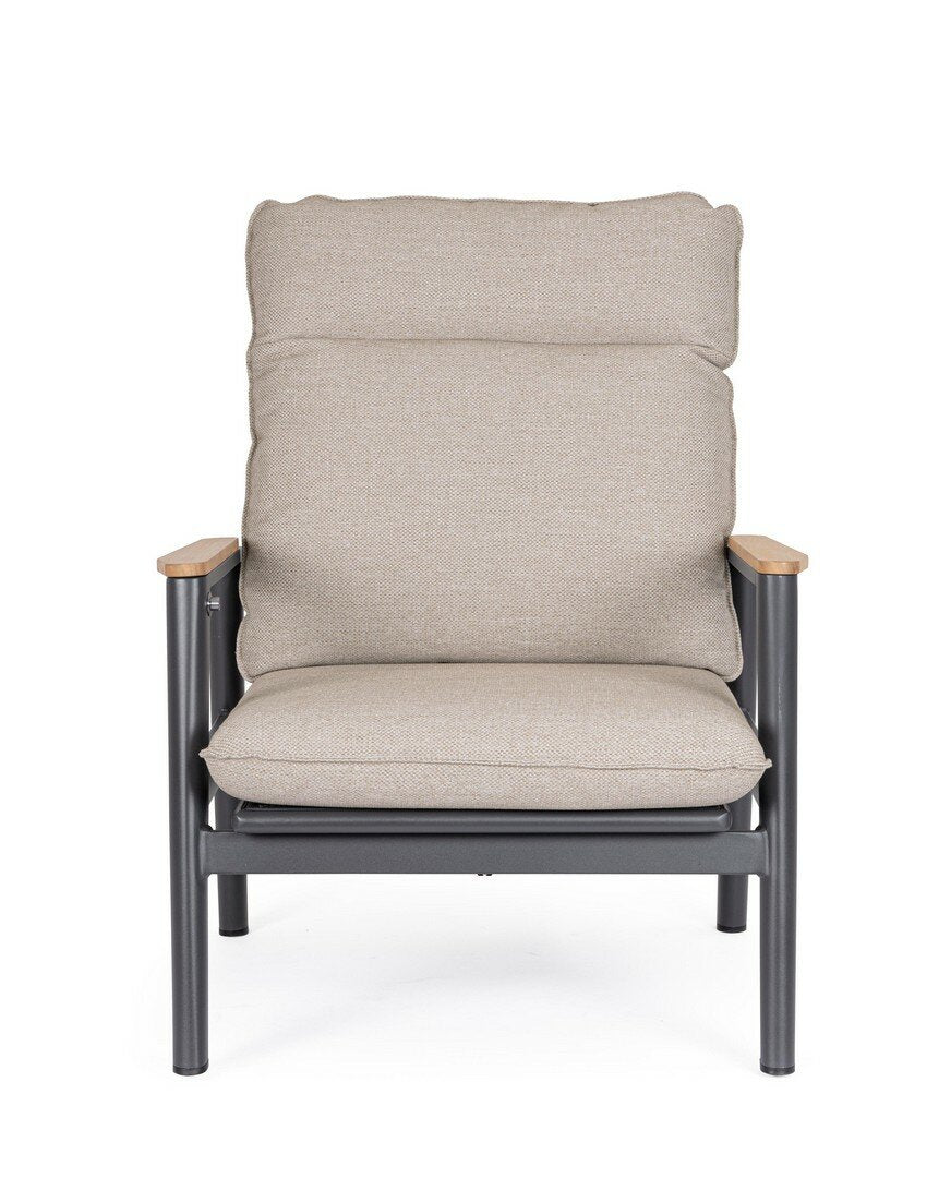Adjustable armchair MIGUEL, anthracite, teak