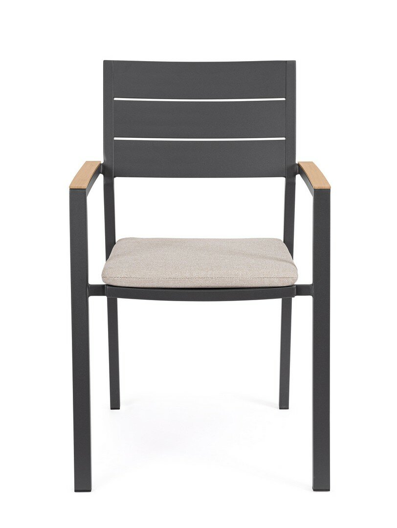 Garden chair ZELMAR, anthracite, wood effect