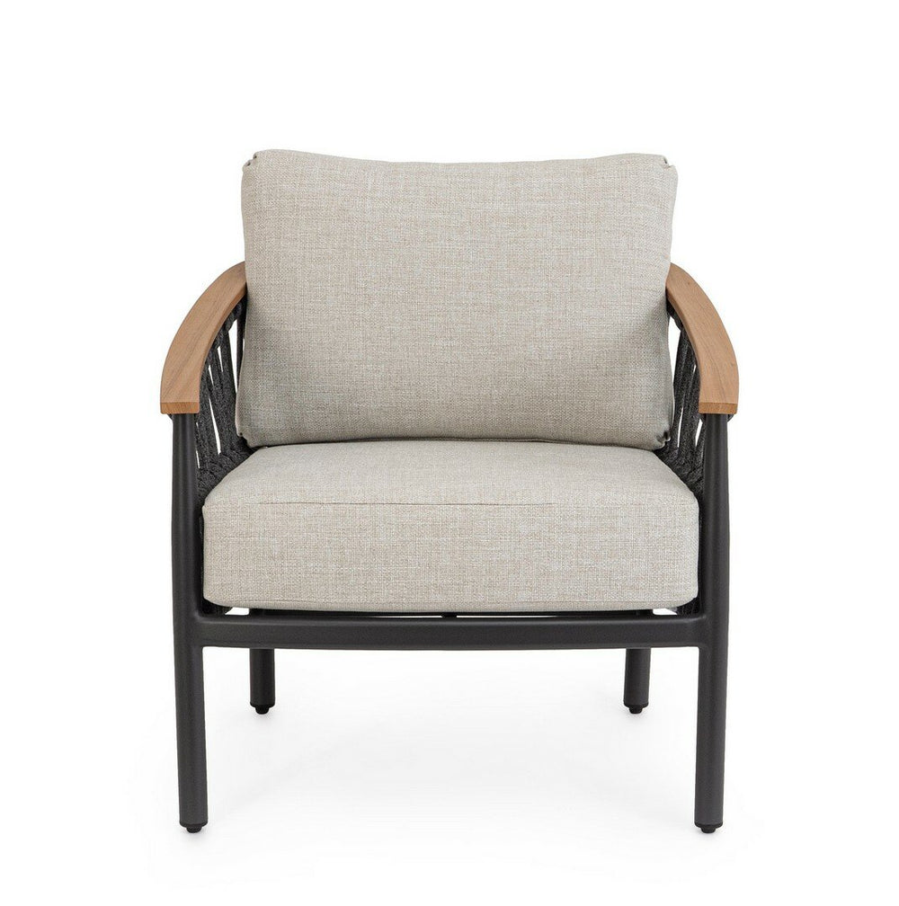 Outdoor armchair FENIX, anthracite, rope