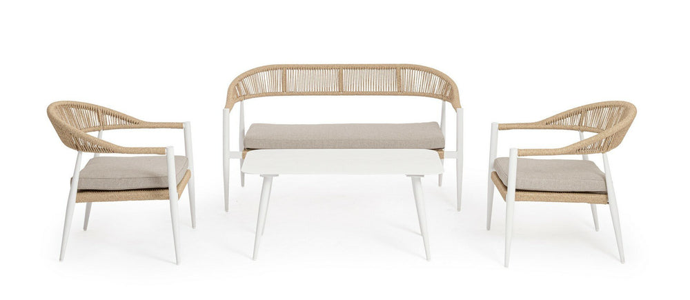 Garden furniture set JANDIA, white/sand