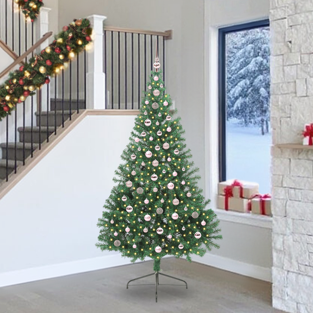 Artificial pre-lit Christmas tree HORIZON EMBER, green 240 cm.