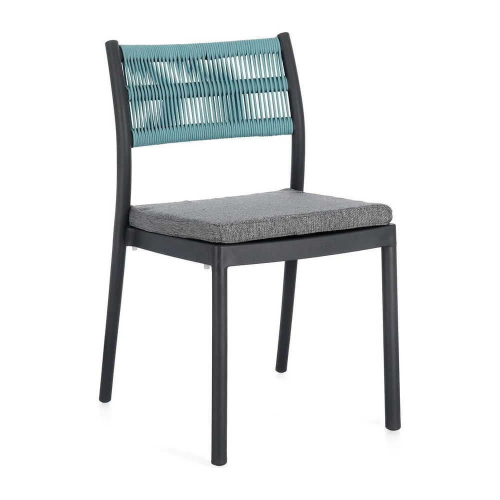 Dining chair GOLD, anthracite/sky blue