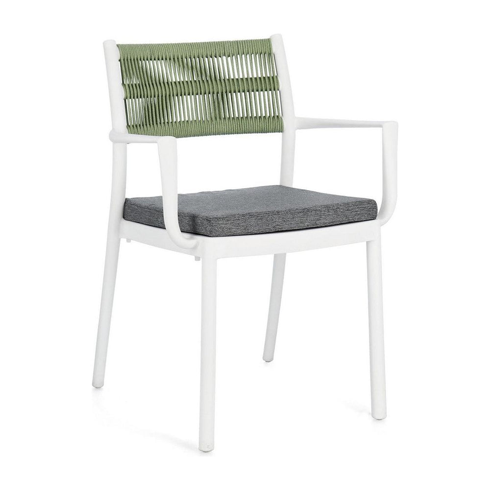 Dining chair GOLD, white/green with armrests