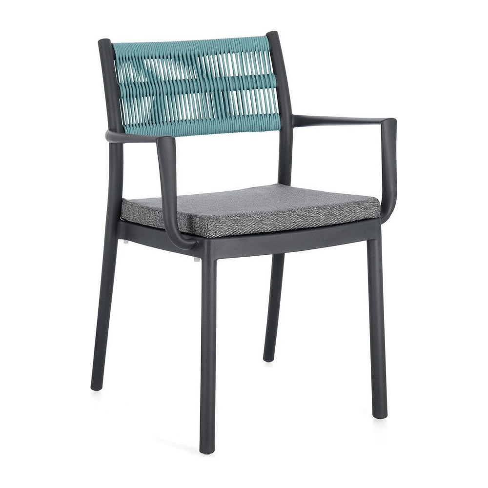 Dining chair GOLD, anthracite/sky blue
