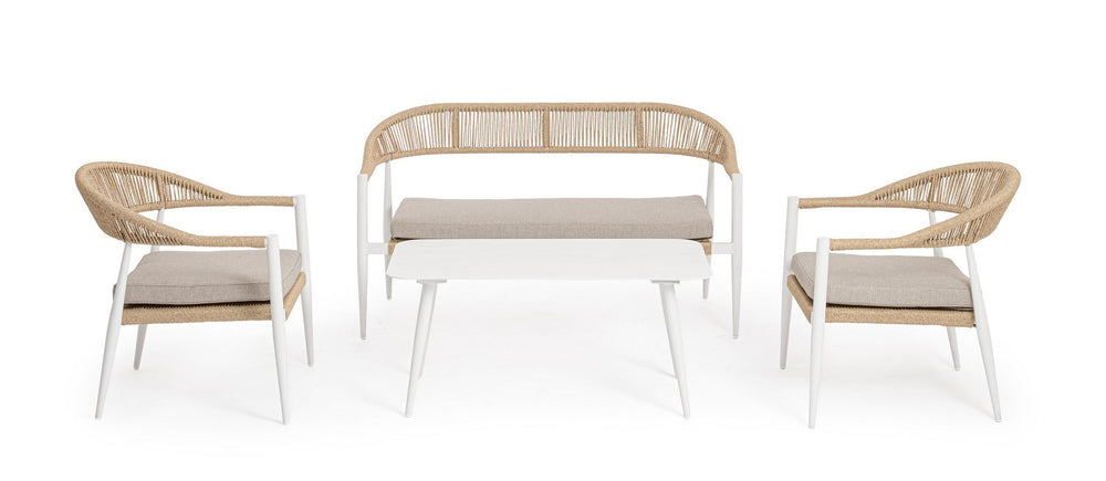 Lauko baldų komplektas JANDIA WHITE/BEIGE, 4 dalių