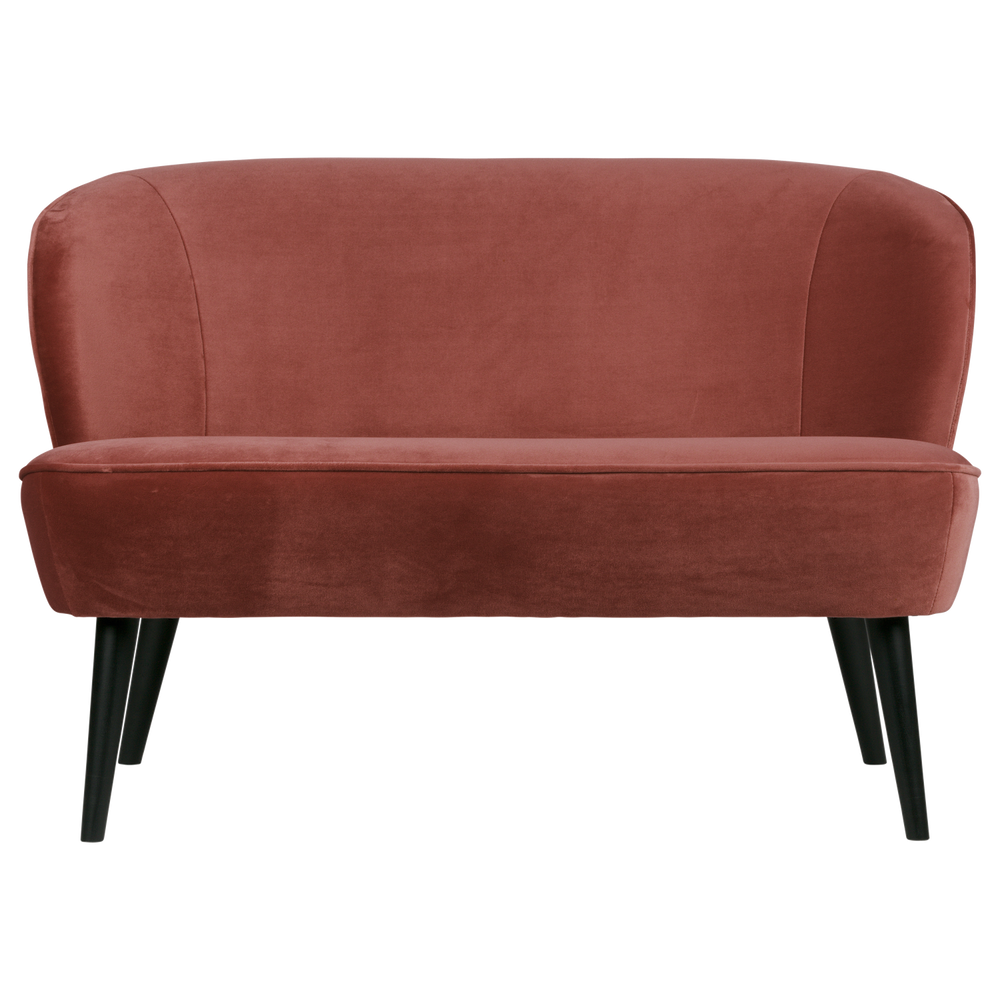 Sofa SARA maža, aksominis tamsiai ruda