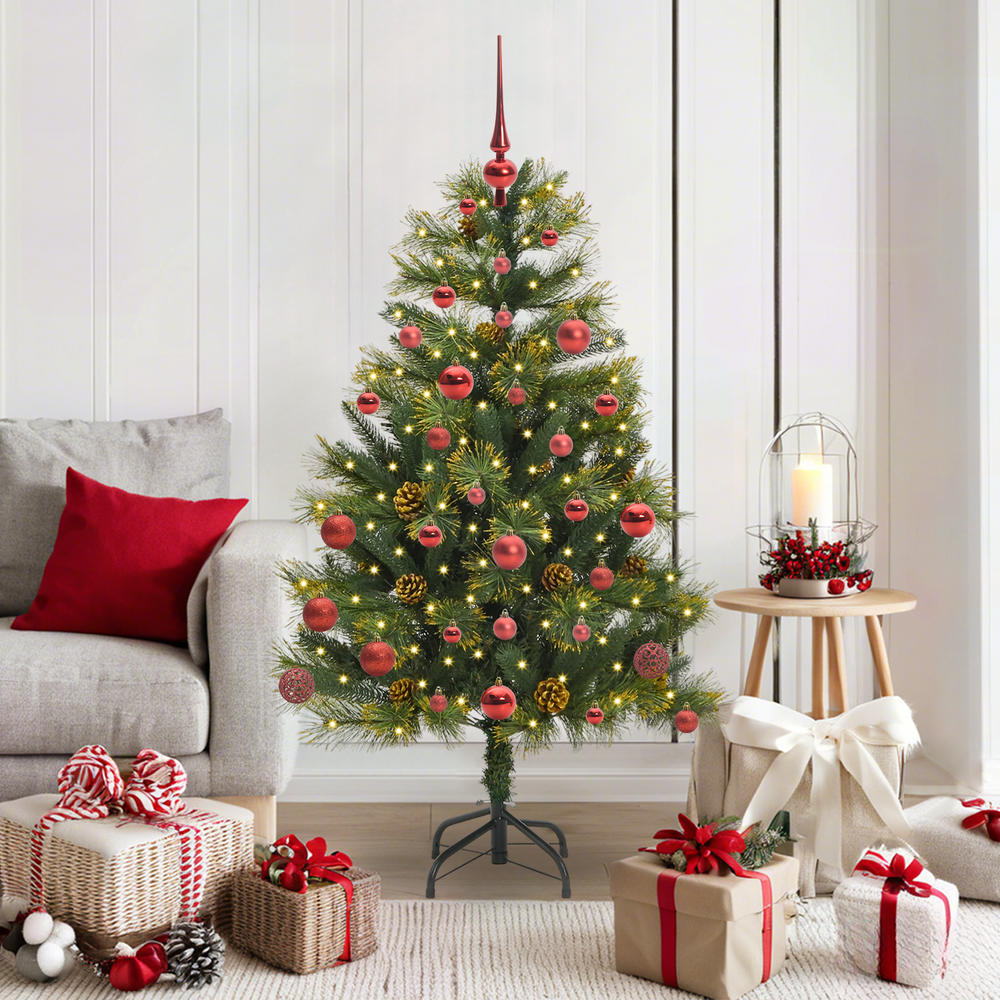 Artificial foldable Christmas tree NORDIC FROST, with pine cones 150 cm.