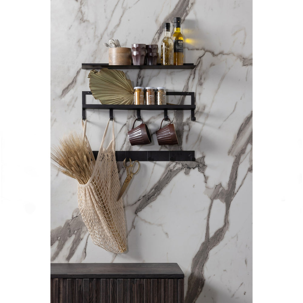 Wall-mounted rack QUINN, 5 hooks, black