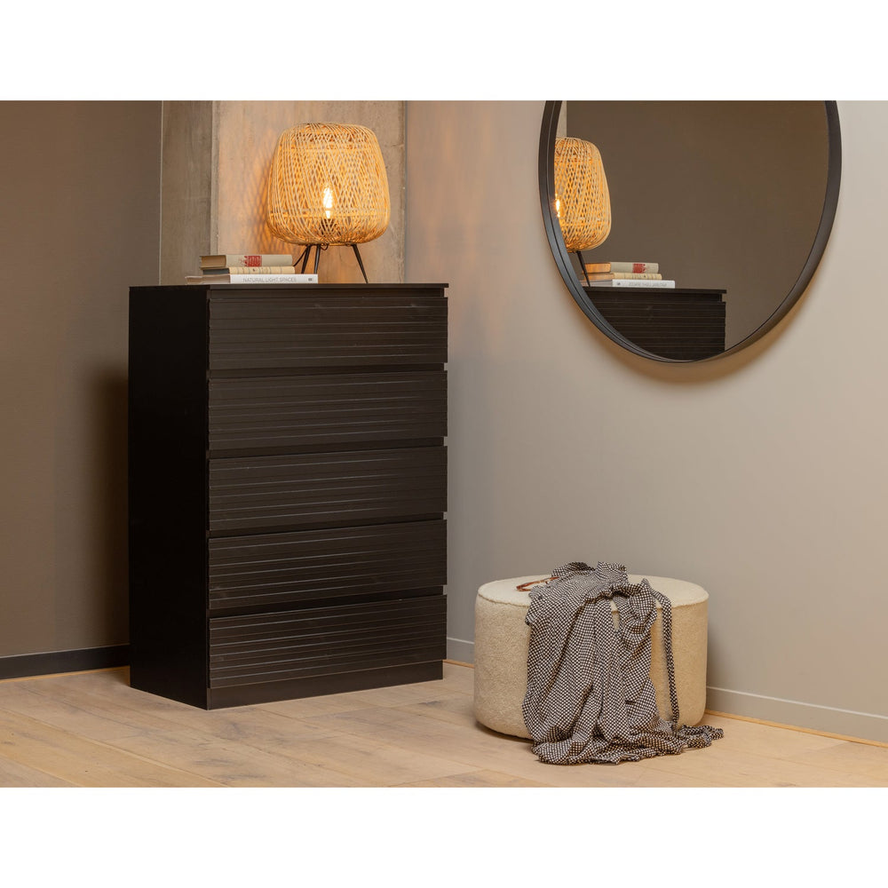 Mirror DOUTZEN, round, metal, black, 115 cm