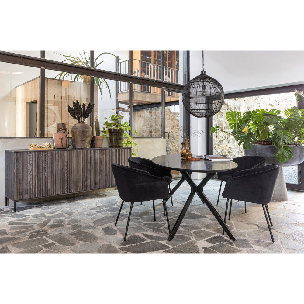 Ovalus stalas BRUNO, juodas MDF 220x100 cm