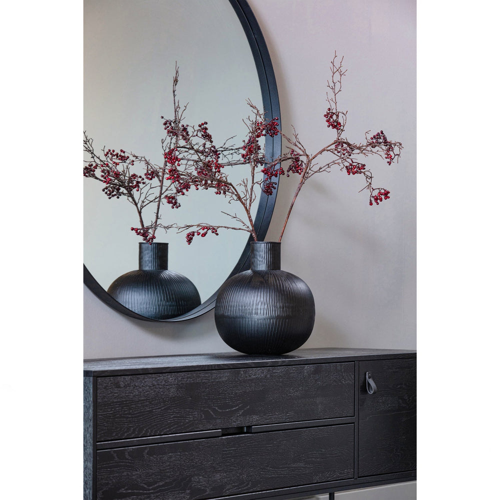 Mirror DOUTZEN, round, metal, black, 80 cm