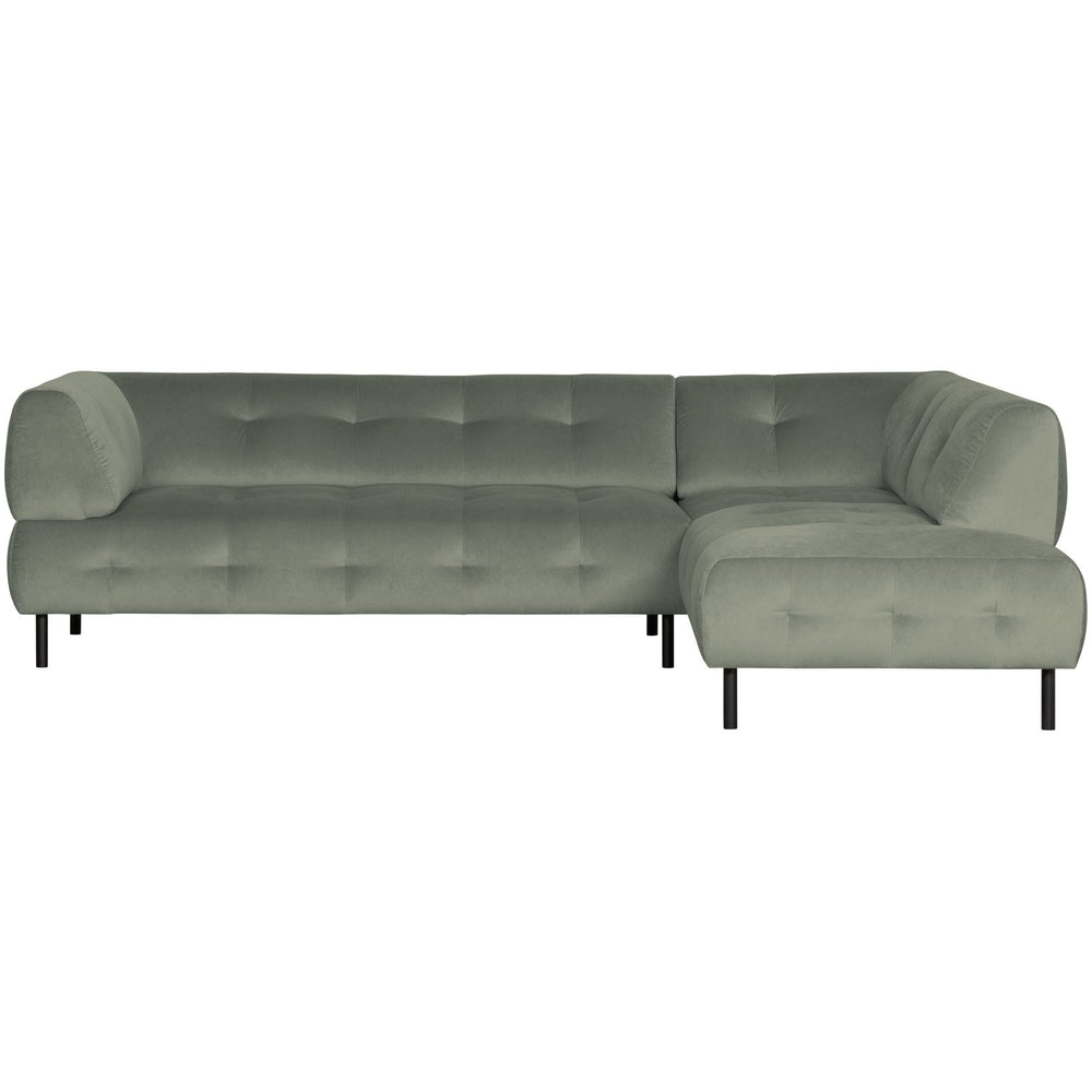 Corner sofa LLOYD, right, velvet, greenish water plants
