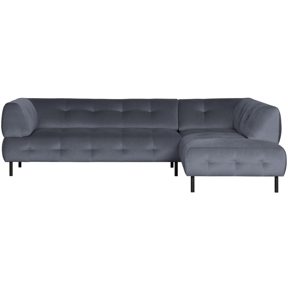 Corner sofa LLOYD, right, velvet, blue (cloud)