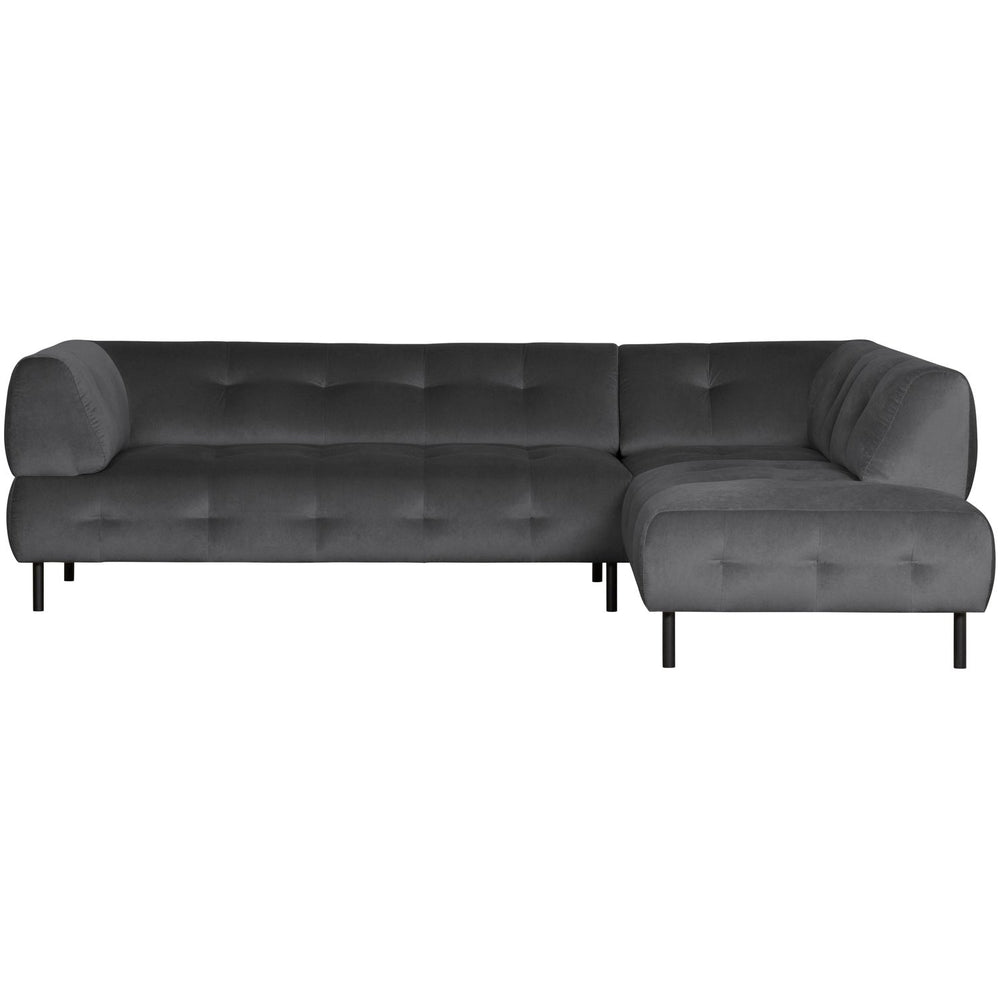 Corner sofa LLOYD, right, velvet, cast iron