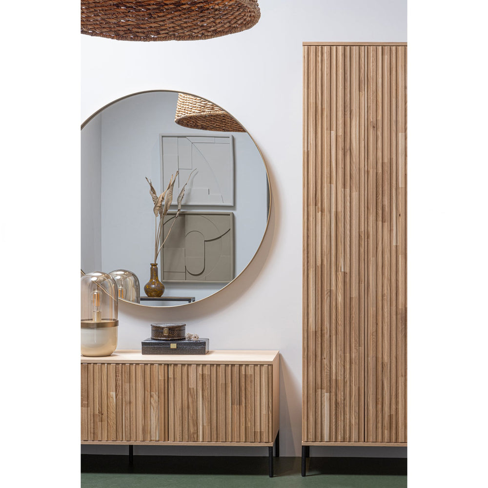 Mirror DOUTZEN, round, metal, gold, 115 cm