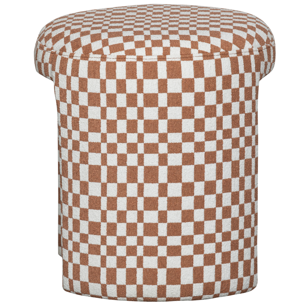 CHARLIE upholstered pouf, orange plaid