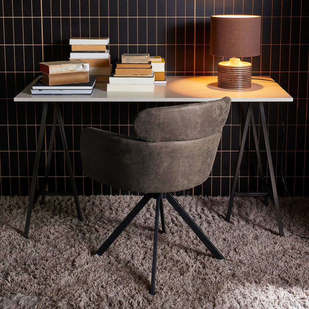 Dining chair FENNE, leather, black/grey