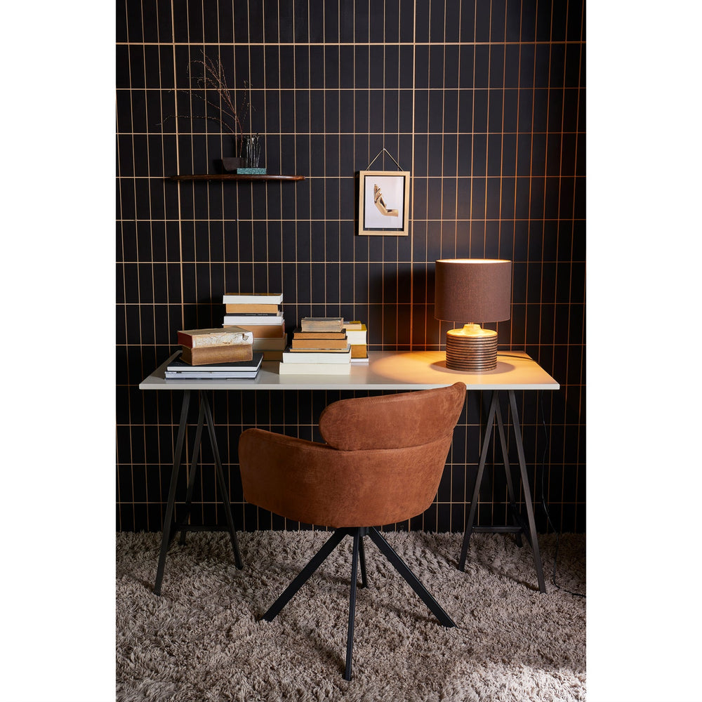 Dining chair FENNE, leather, cognac color