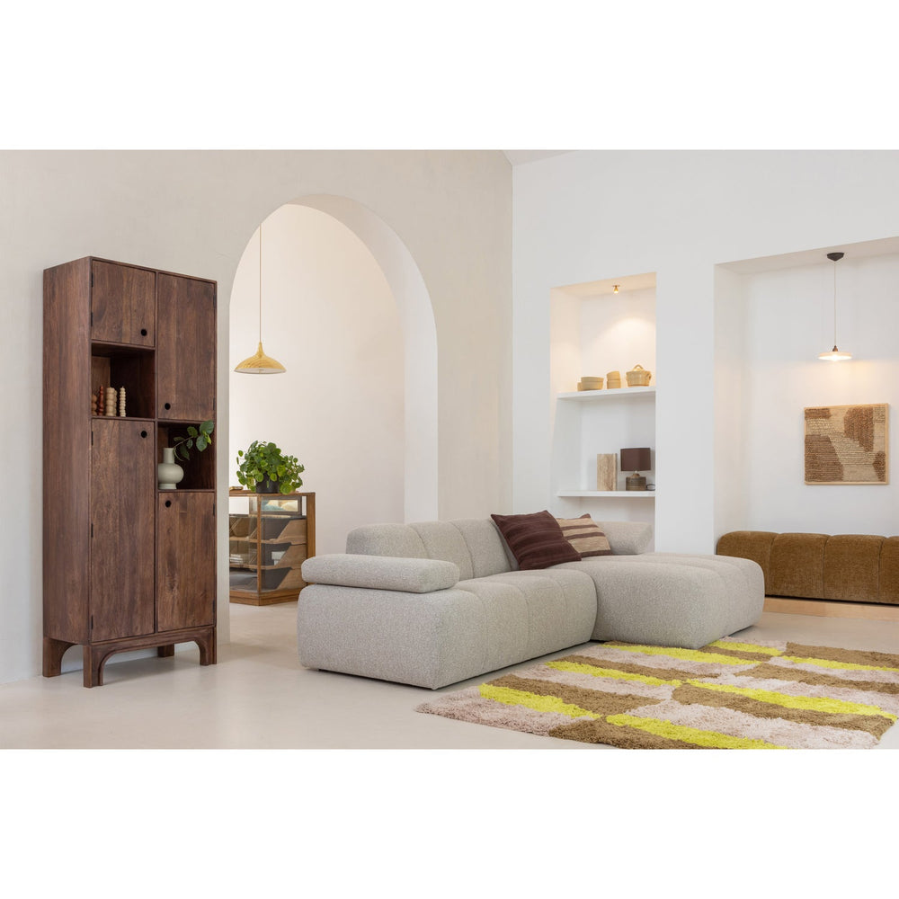 Valgomojo suoliukas su atlošu MOJO, dryžuotas audinys, Brown