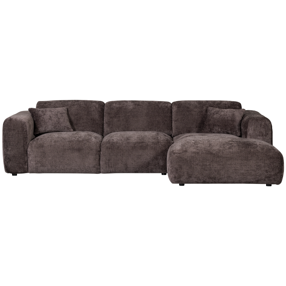 Corner sofa CLOUD, right, warm brown chenille fabric
