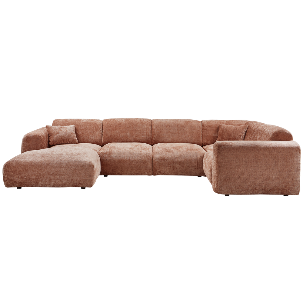 Corner sofa CLOUD, right, woven fabric, terracotta color
