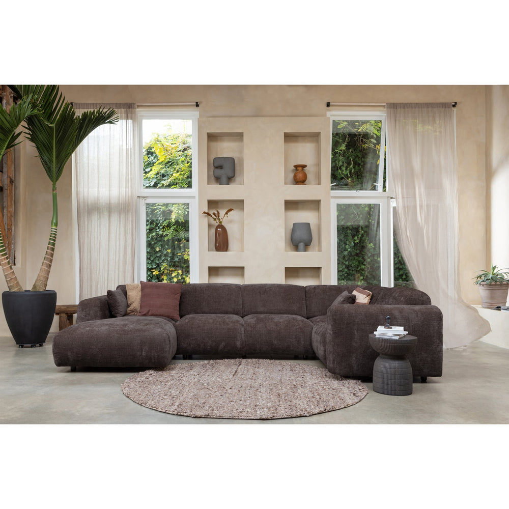 Kampinė sofa CLOUD, dešinė, pintas audinys, šiltai ruda