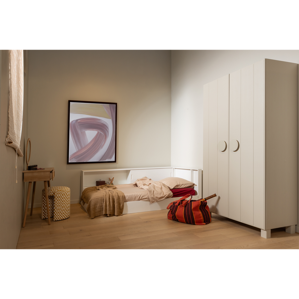 Kampinė lova CARTER, pušis, balta