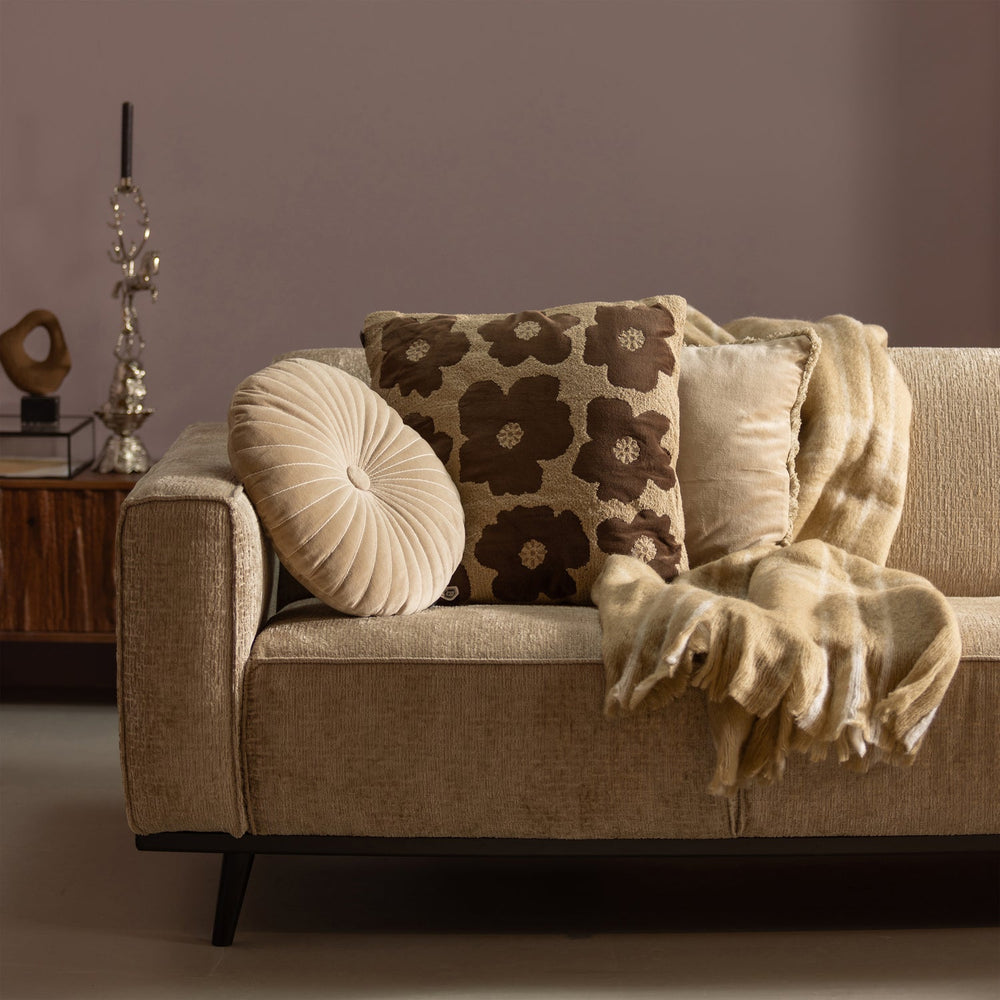 Sofa STATEMENT 3-vietė 230 cm, struktūrinis veliūras kviečių laukas