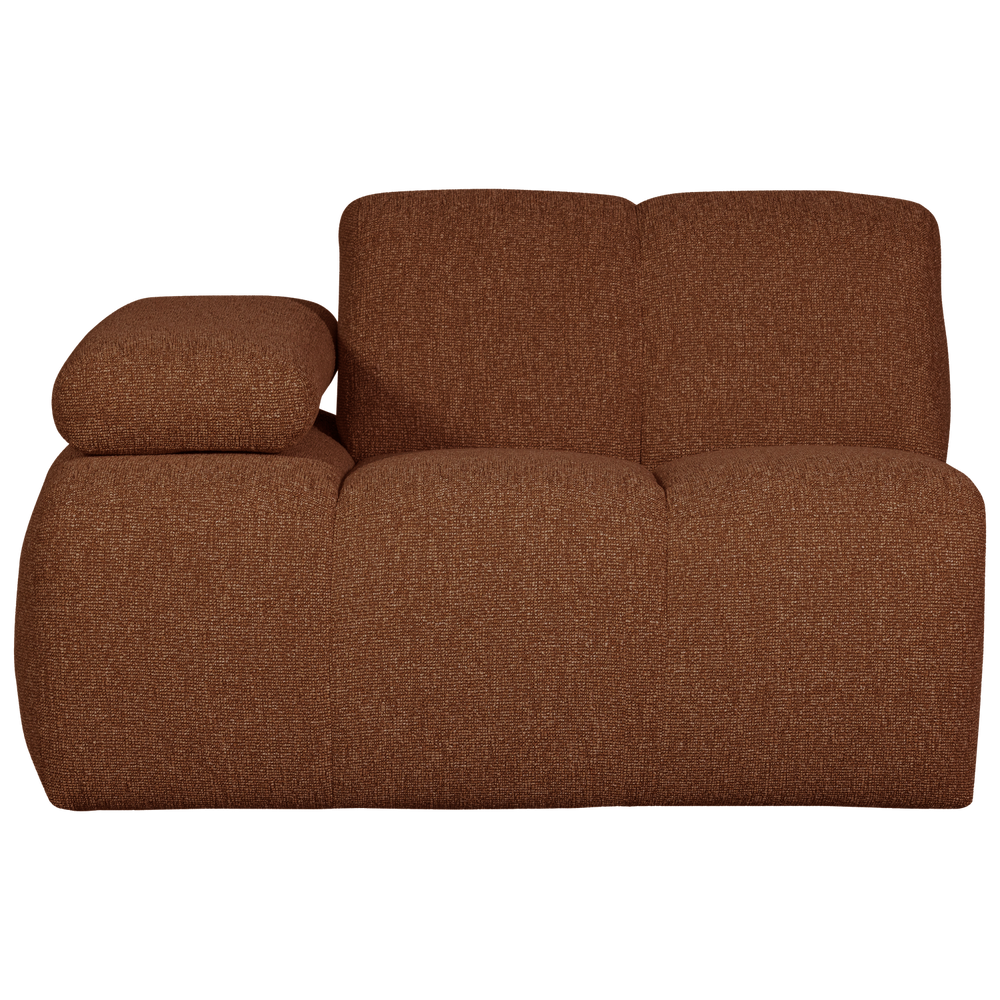 1-seater sofa MOJO with left armrest, bouclé, brownish-red