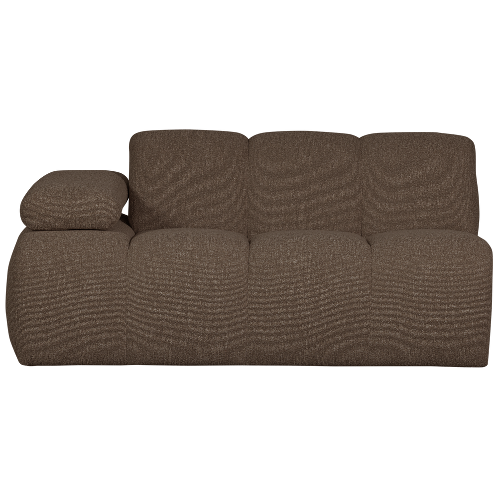 1.5-seater sofa MOJO with armrest on the left, bouclé, brown
