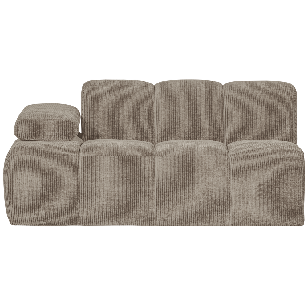 MOJO 1.5-seater sofa with left armrest, ribbed fabric, dark sand