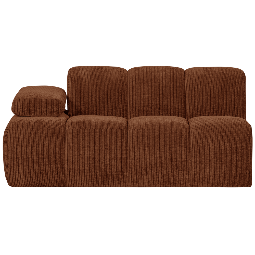 1.5-seater MOJO element with left armrest, ribbed, Rust Brown