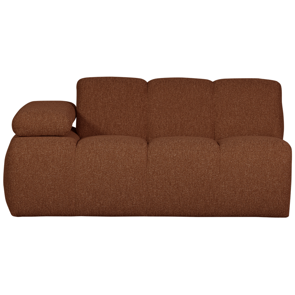 1.5-seater MOJO module with left armrest, bouclé, Rust Brown Melange