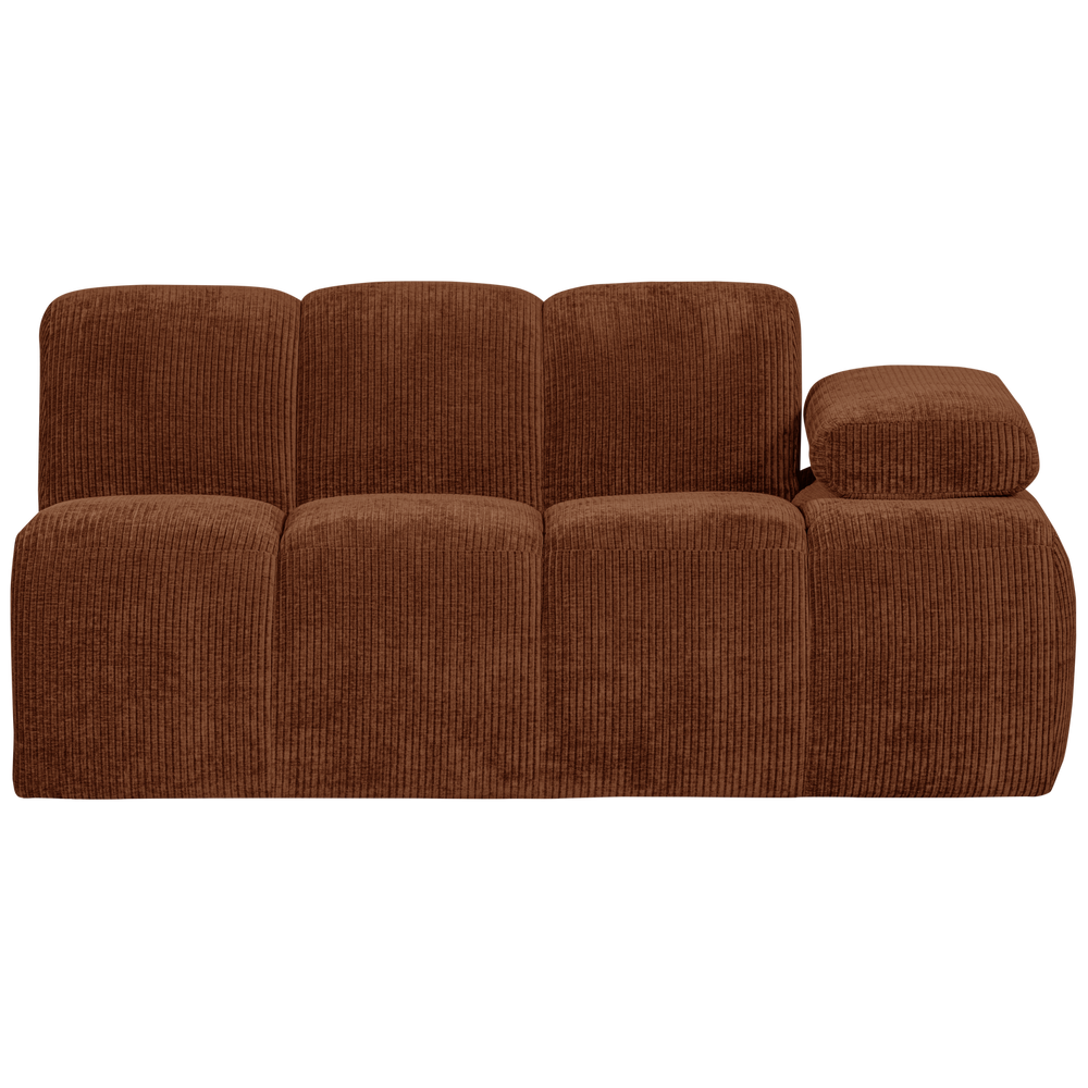 1.5-seater MOJO module with armrest on the right, ribbed, Rust Brown