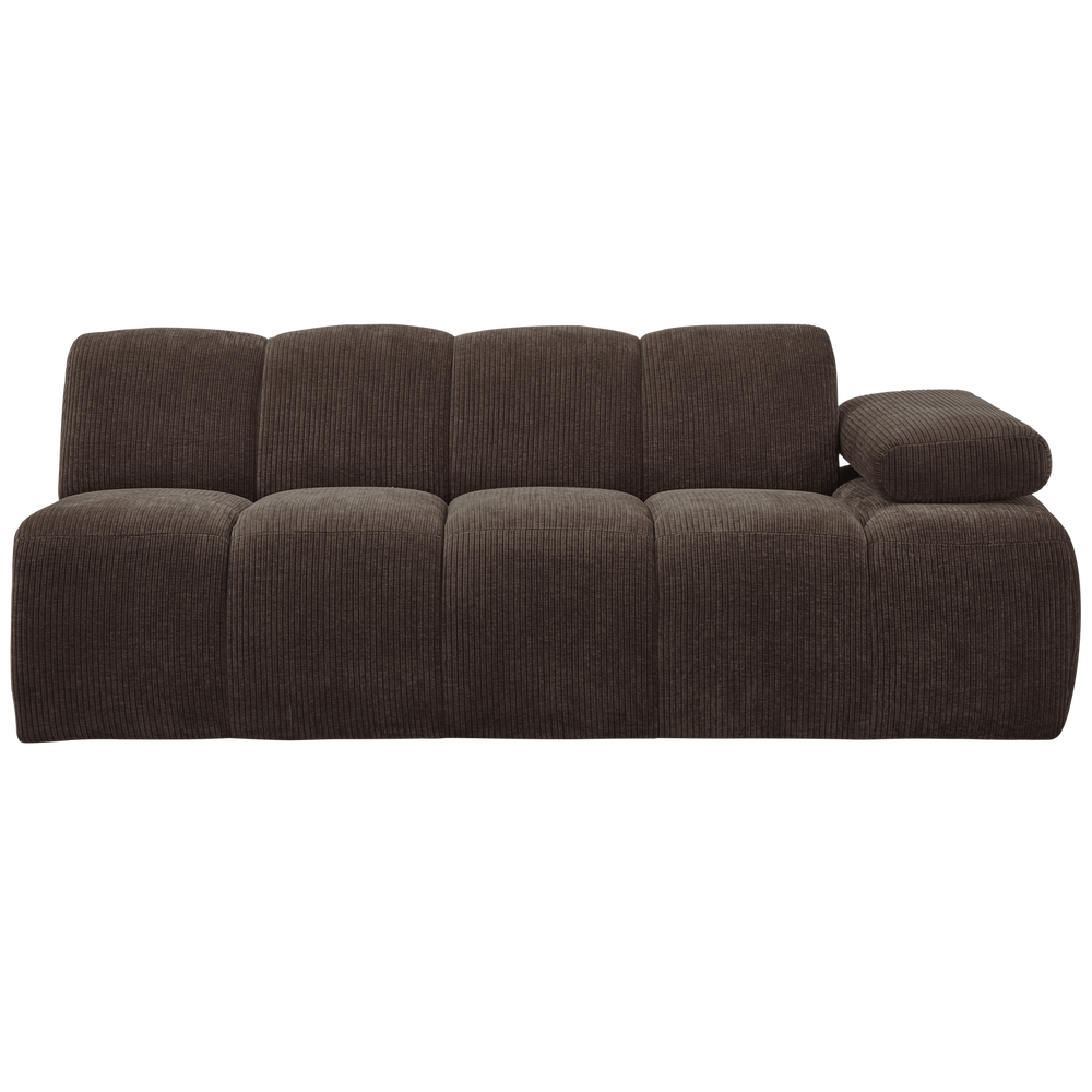 2-Seater Element MOJO with Right Armrest, Ribbed, Brown
