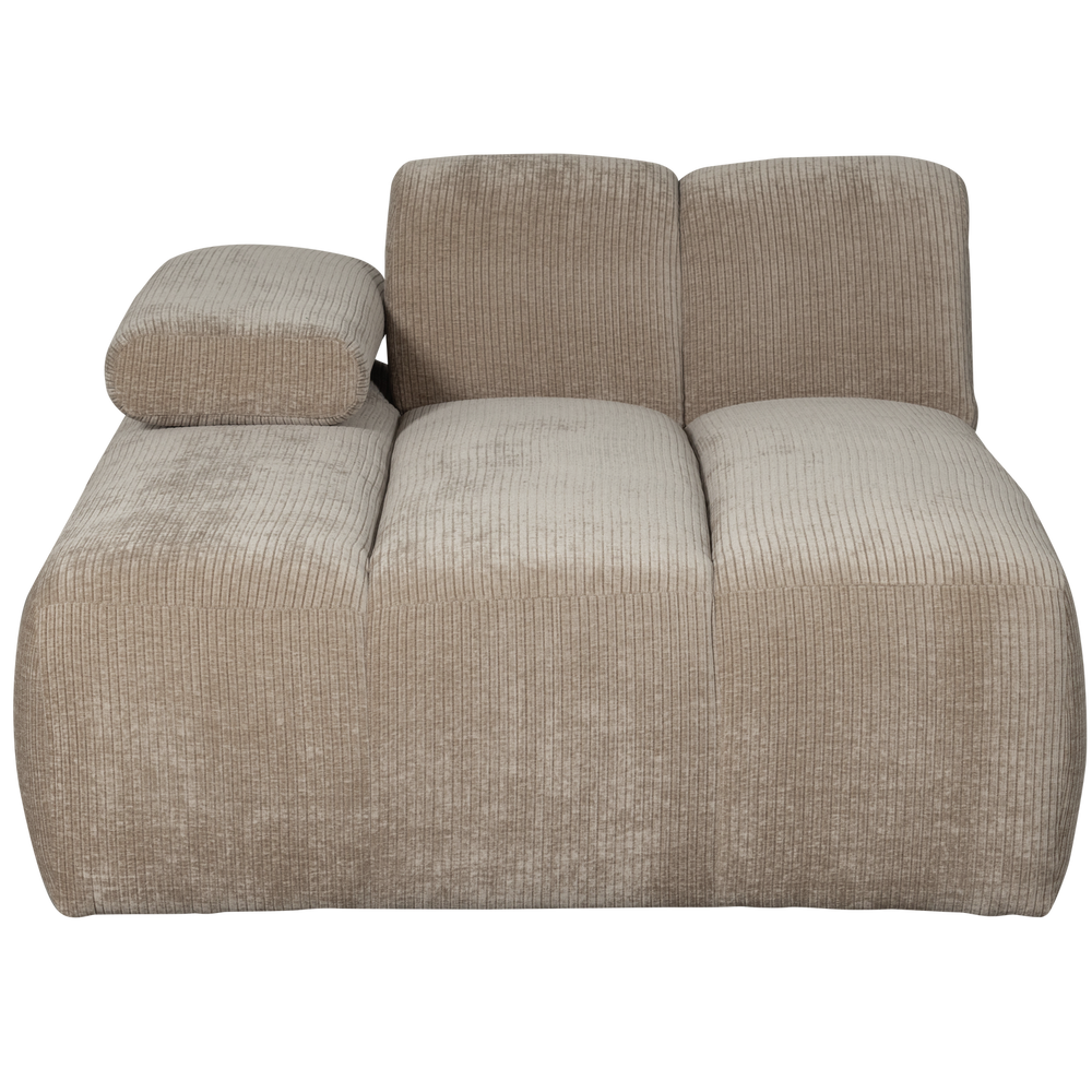 Chaise longue MOJO left, ribbed fabric, Dark Sand
