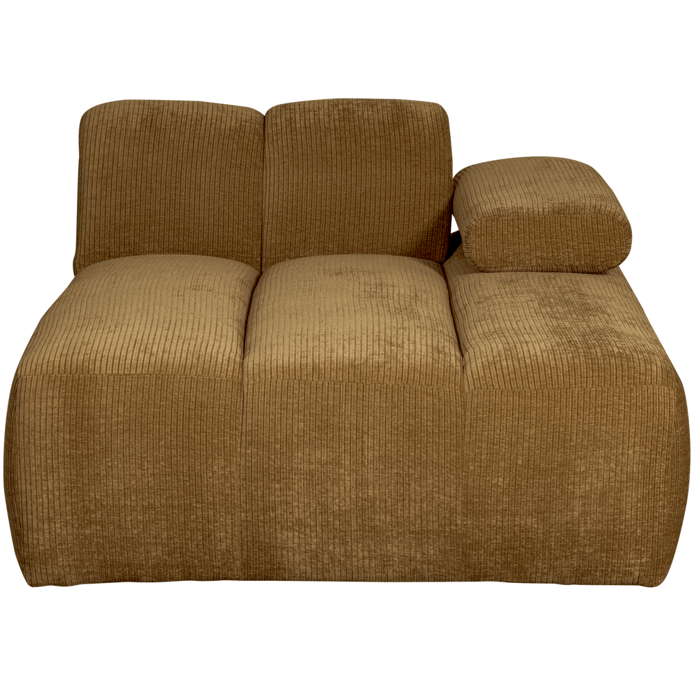 Chaise longue MOJO right, ribbed fabric, honey yellow