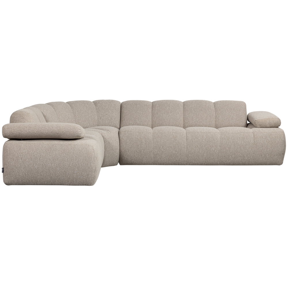 Kampinė sofa MOJO kairėje, rifliuotas audinys, rūdžių ruda