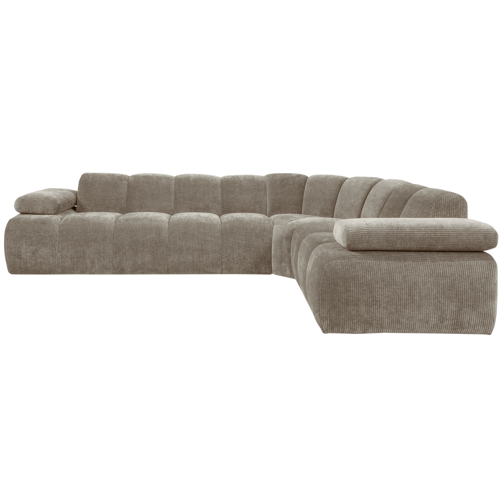 Corner sofa MOJO, right, ribbed fabric, dark sand