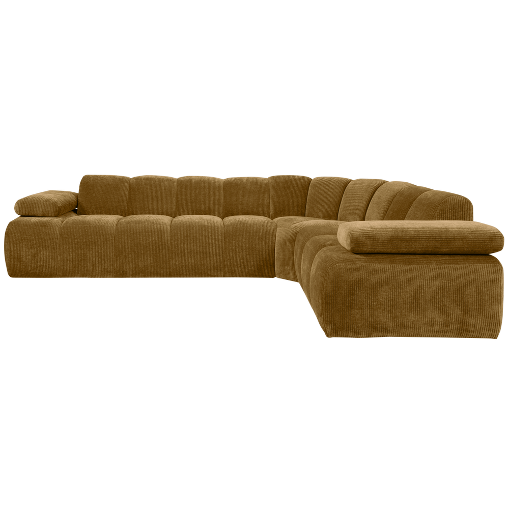 Kampinė sofa MOJO, dešinėje, rifliuotas audinys, medaus geltona