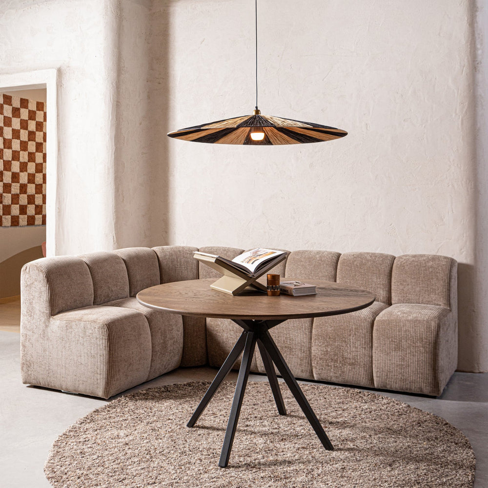 Valgomojo suoliukas su atlošu MOJO, dryžuotas audinys, geltonas