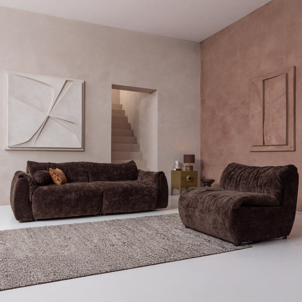 2-vietė sofa BAGGY, 3D, šenilo audinys, tamsiai ruda spalva