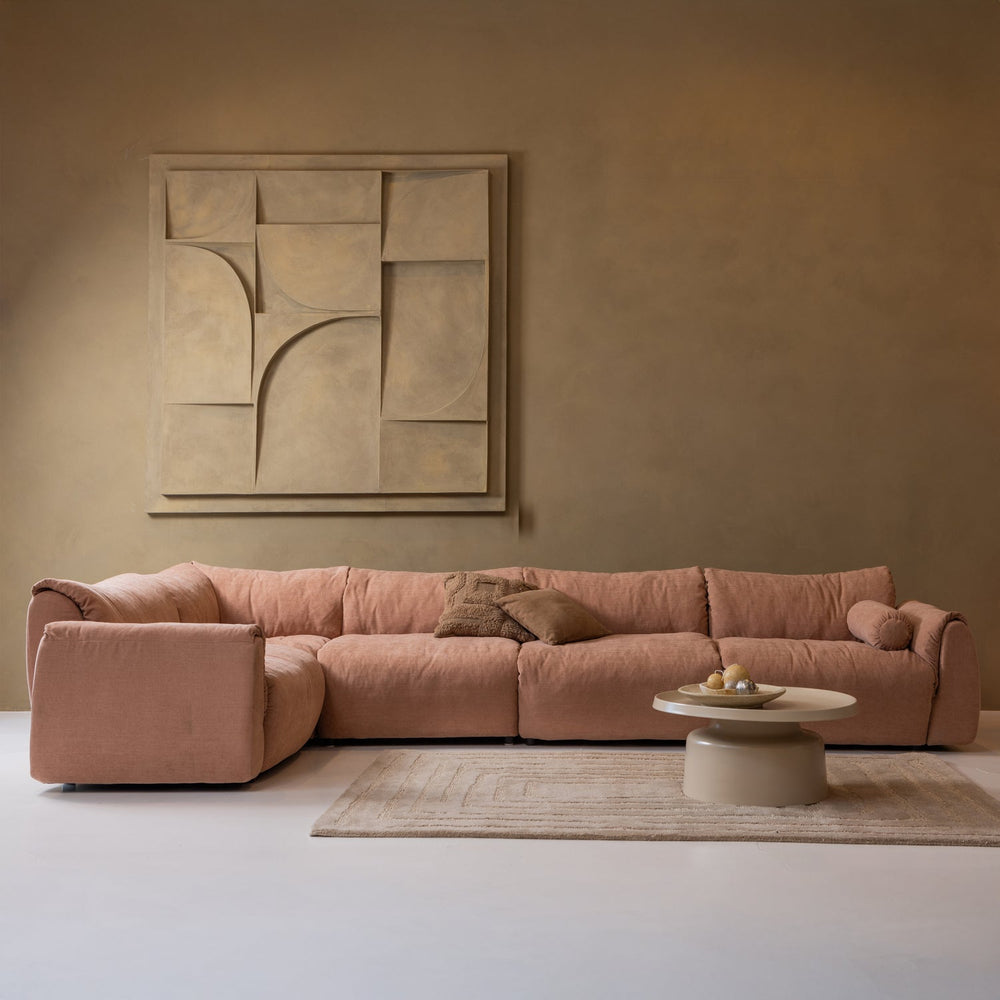 BAGGY corner sofa section, woven chenille fabric, old pink