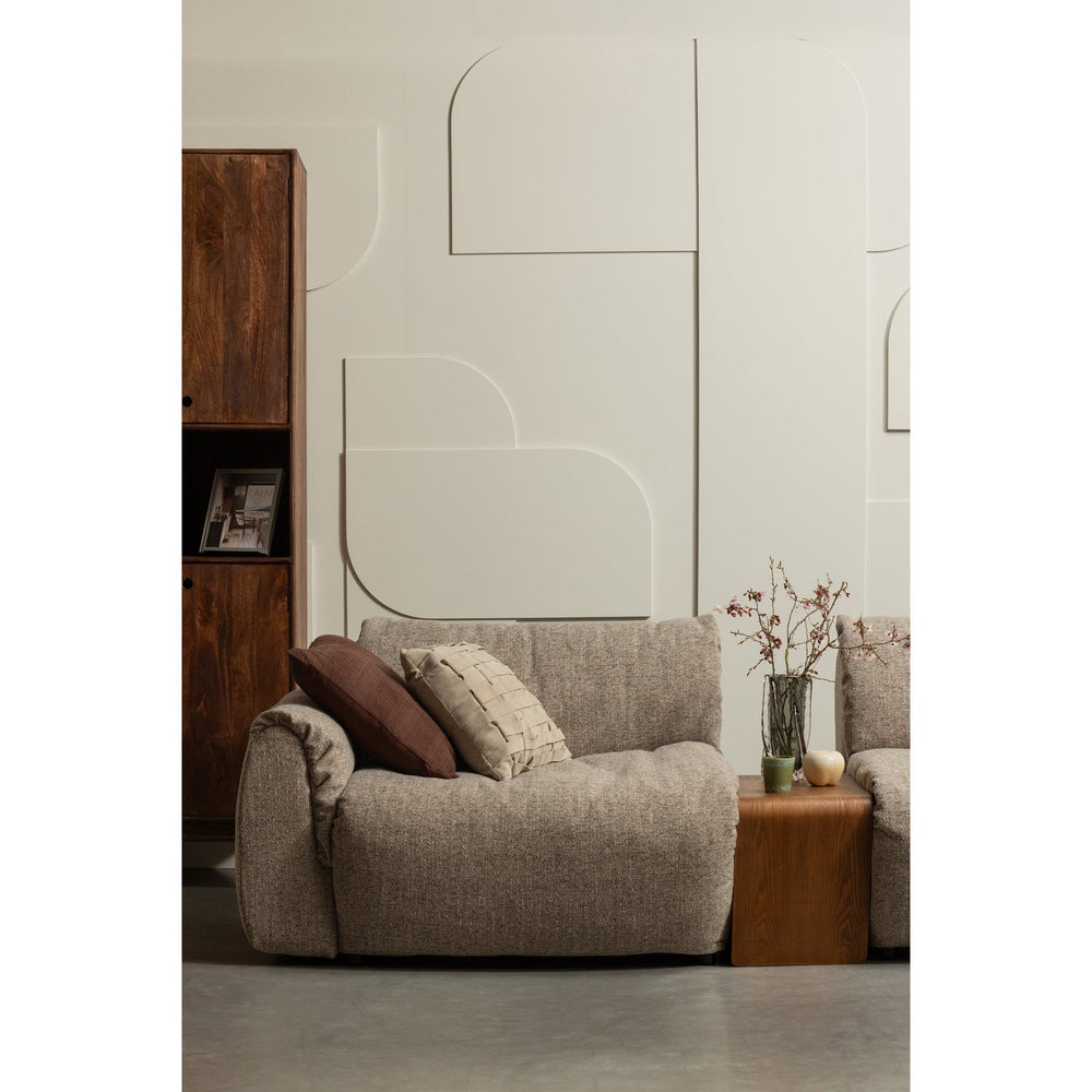 1-seater sofa module BAGGY, left, chenille fabric, brown color