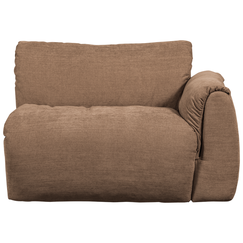 1-seater sofa section BAGGY, right, woven chenille fabric, brown color
