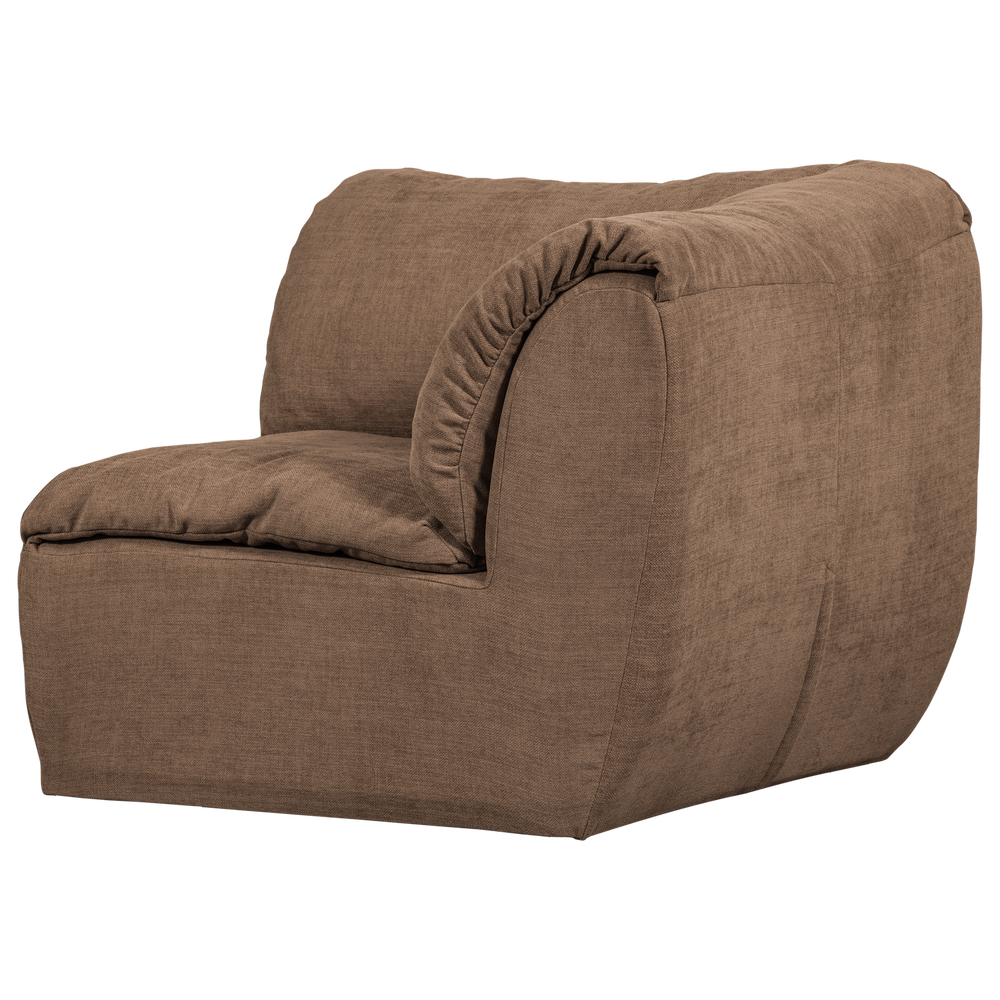 Corner sofa part BAGGY, woven chenille fabric, brown colour