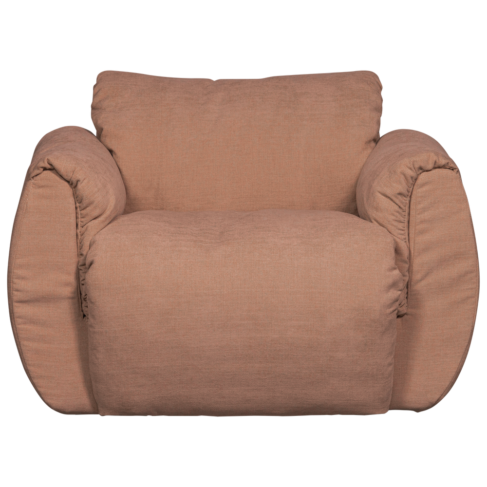 Rocking chair BAGGY, woven chenille fabric, old pink colour