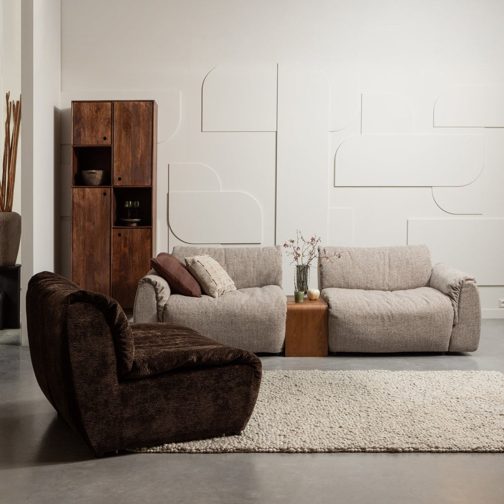 2-seater sofa BAGGY, woven fabric, brown color